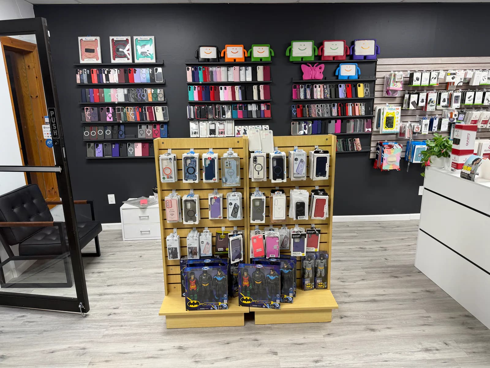 Phone and tablet case display inside Hackettstown Phone Repair